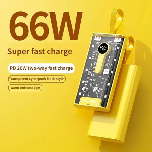 3 Star 66W Super PD Fast Charge Power Bank 20000mAh For iPhone Samsung Xiaomi (White)